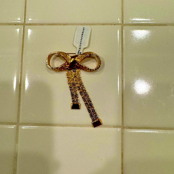 Nwt Anthropologie Gold Nugget Ribbon Brooch - Picture 2 of 6